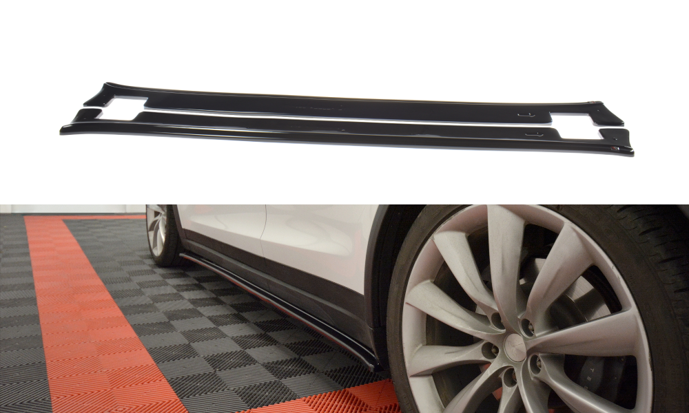 Street+ Seitenschweller Leisten passend für V.1 passend für Tesla Model X Mk1 schwarz Hochglanz – Ansicht 2
