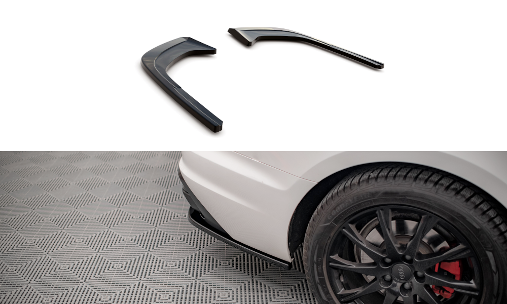 Heck Ansatz Flaps Diffusor passend für Audi A4 B9 Facelift schwarz Hochglanz – Ansicht 2