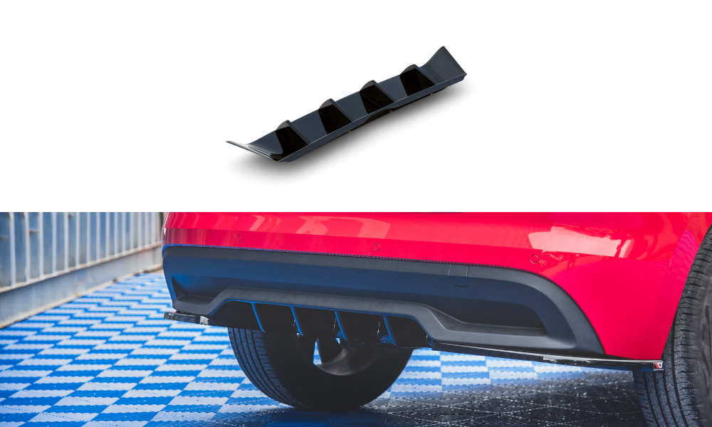 Diffusor Heck Ansatz passend für Skoda Kamiq Mk1 schwarz Hochglanz – Ansicht 2