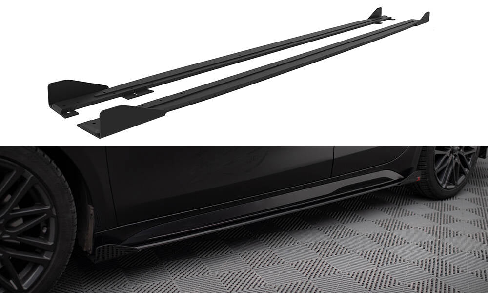 Street Pro Street+ Seitenschweller Leisten + Flaps passend für Kia Proceed GT / GT-Line Mk1 Facelift / Ceed GT Mk3 Facelift  schwarz Hochglanz – Ansicht 2
