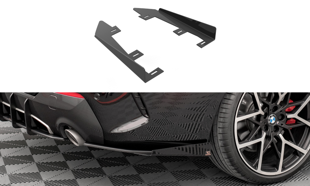 Hintere Seiten Flaps passend für BMW 4er M-Paket G22 / G23 / G22 Facelift / G23 Facelift schwarz Hochglanz – Ansicht 2