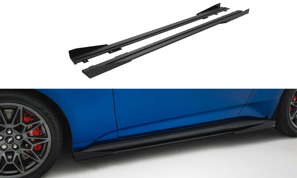 Street Pro Street+ Seitenschweller Leisten + Flaps passend für Ford Mustang Dark Horse Mk7 schwarz Hochglanz – Ansicht 2