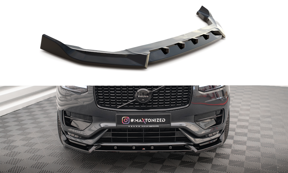 Street+ Spoilerlippe Front Ansatz V.2 passend für Volvo XC90 R-Design Mk2 Facelift schwarz Hochglanz – Ansicht 2