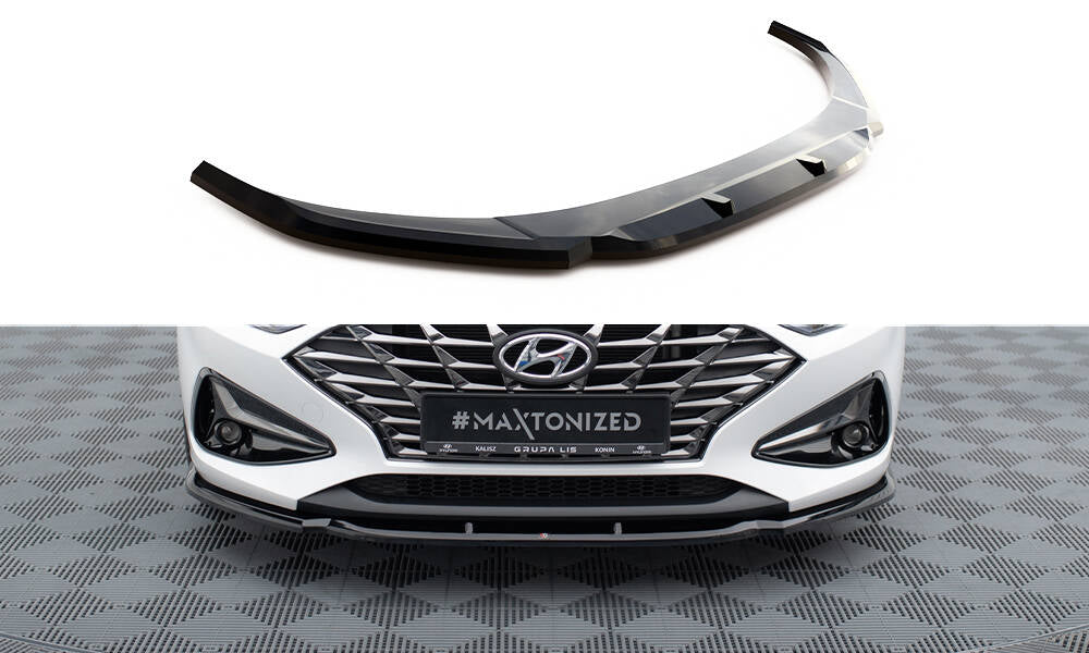 Street+ Spoilerlippe Front Ansatz V.1 passend für Hyundai I30 Mk3 Facelift schwarz Hochglanz – Ansicht 2