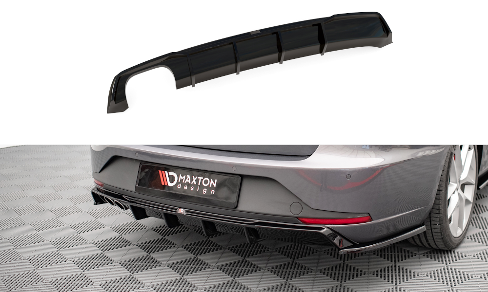 Diffusor Heck Ansatz passend für Seat Leon FR Sportstourer Mk3 schwarz Hochglanz – Ansicht 2