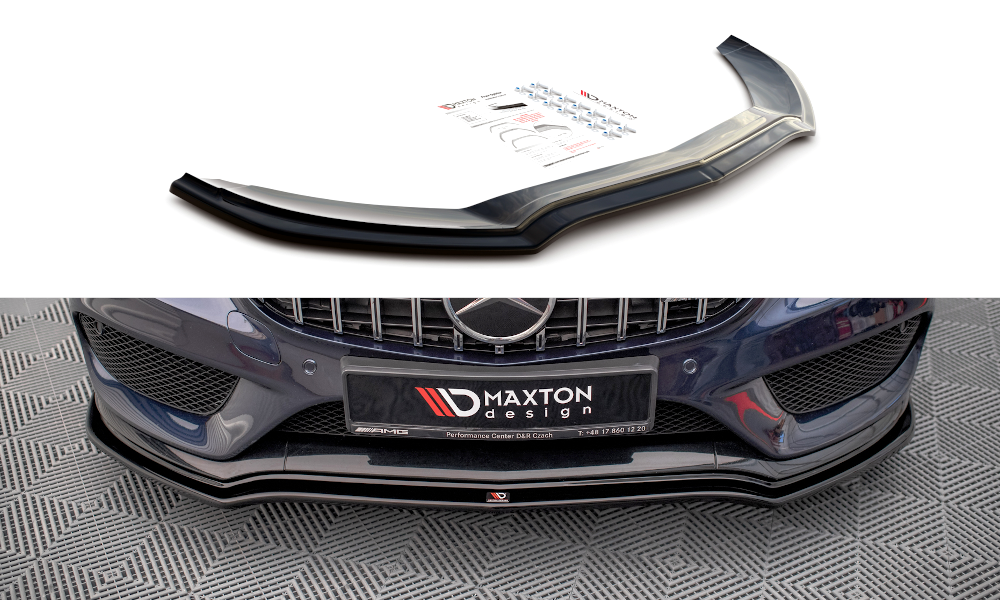 Street+ Spoilerlippe Front Ansatz V.1 passend für Mercedes-AMG C 43 / AMG-Line W205 schwarz Hochglanz – Ansicht 2