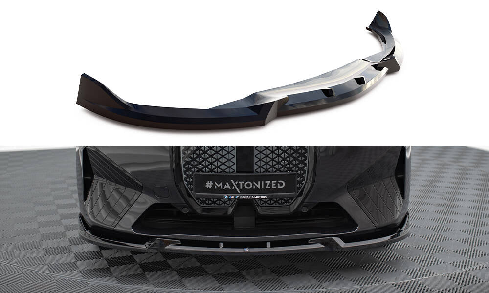Street+ Spoilerlippe Front Ansatz V.1 passend für BMW iX M-Paket i20 schwarz Hochglanz – Ansicht 2