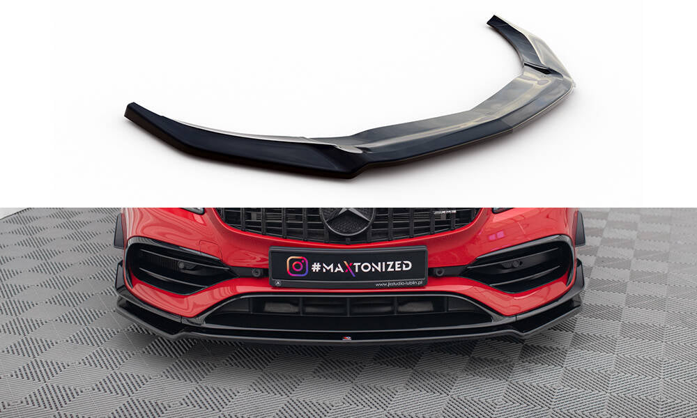 Street+ Spoilerlippe Front Ansatz V.2 passend für Mercedes-Benz A45 Aero W176 Facelift schwarz Hochglanz – Ansicht 2
