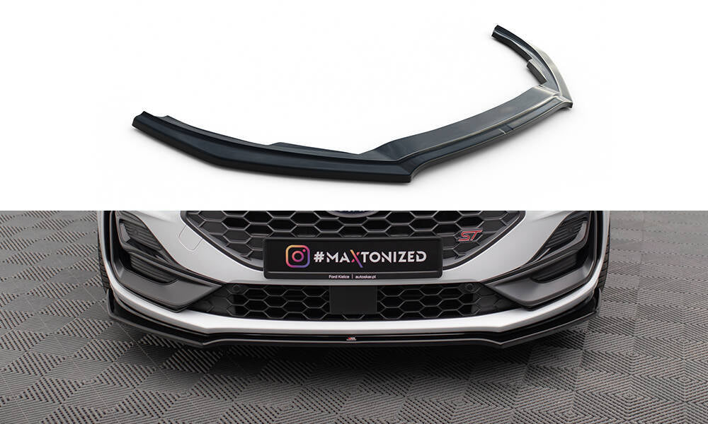 Street+ Spoilerlippe Front Ansatz V.1 passend für Ford Focus ST / ST-Line Mk4 Facelift schwarz Hochglanz – Ansicht 2