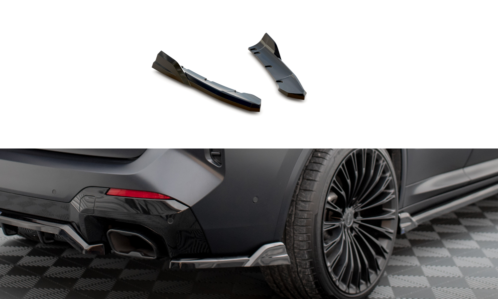 Heck Ansatz Flaps Diffusor passend für BMW X3 M-Paket G01 Facelift schwarz Hochglanz – Ansicht 2