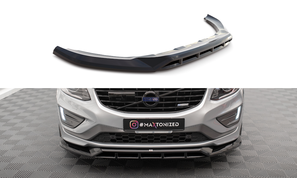 Street+ Spoilerlippe Front Ansatz passend für Volvo XC60 R-Design Mk1 Facelift schwarz Hochglanz – Ansicht 2