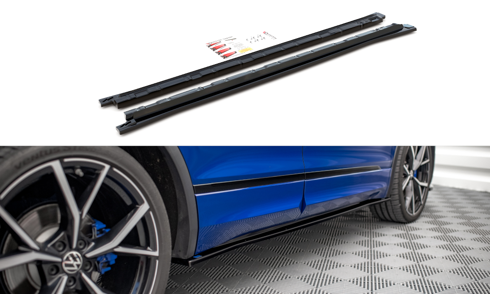 Street+ Seitenschweller Leisten passend für VW Tiguan R / R-Line Mk2 Facelift schwarz Hochglanz – Ansicht 2