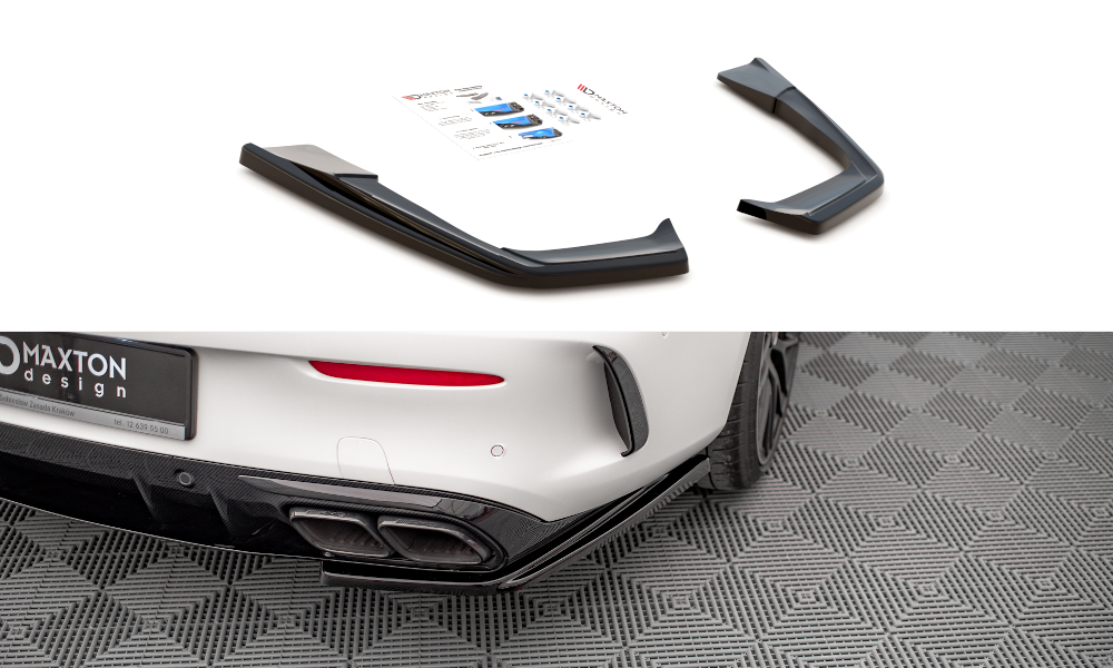 Heck Ansatz Flaps Diffusor passend für Mercedes-AMG C 63 AMG Coupe AMG Aero Pack C205 Facelift schwarz Hochglanz – Ansicht 2