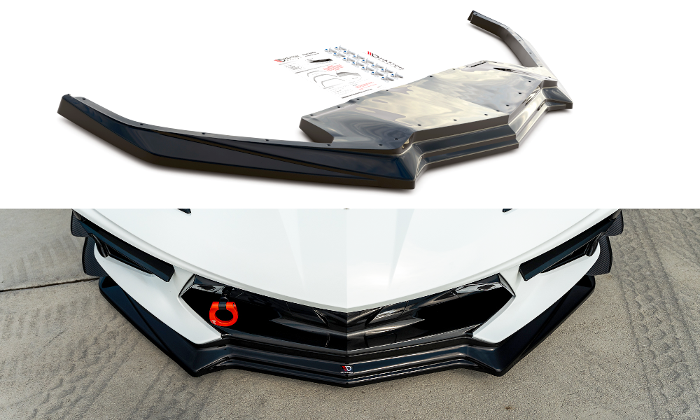 Street+ Spoilerlippe Front Ansatz passend für Chevrolet Corvette C8 schwarz Hochglanz – Ansicht 2
