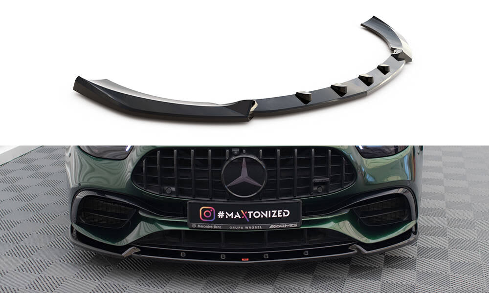 Street+ Spoilerlippe Front Ansatz V.2 passend für Mercedes-AMG E63 W213 Facelift schwarz Hochglanz – Ansicht 2