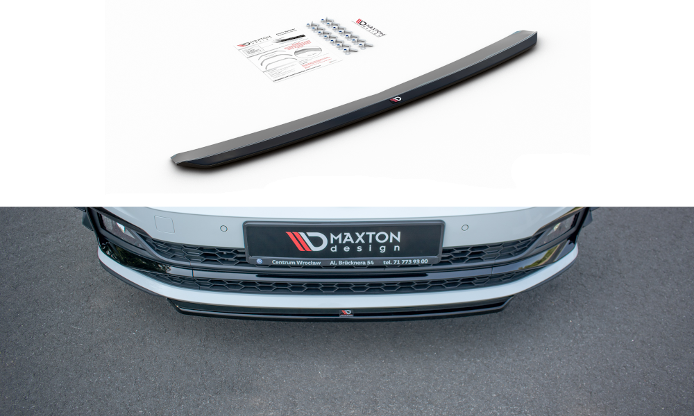Street+ Spoilerlippe Front Ansatz V.4 passend für VW Polo GTI / R-line Mk6 schwarz Hochglanz – Ansicht 2