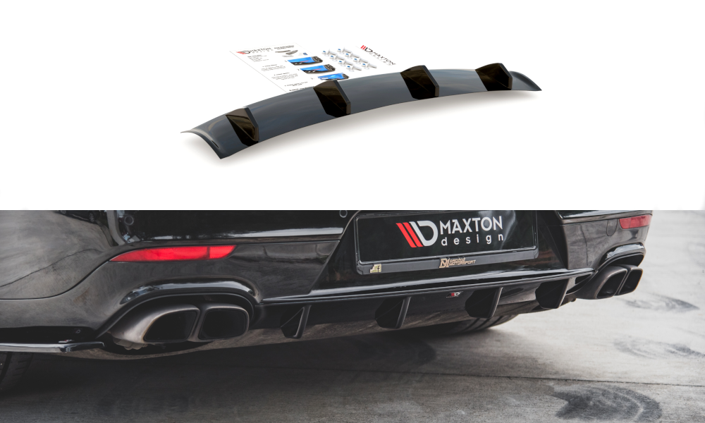 Diffusor Heck Ansatz passend für Porsche Panamera Turbo 970 Facelift schwarz Hochglanz – Ansicht 2