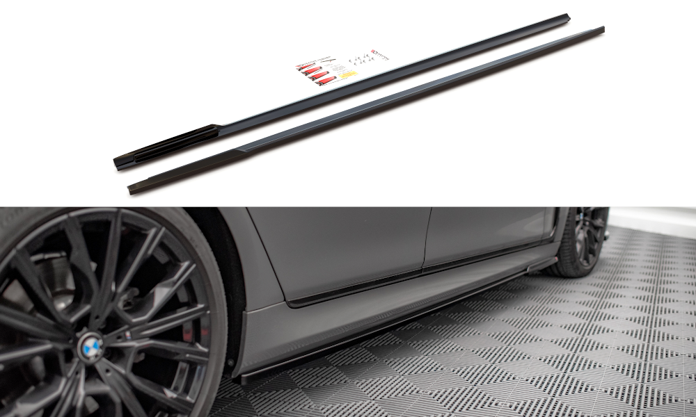 Street+ Seitenschweller Leisten passend für V.1 passend für BMW 7 M-Paket G11  schwarz Hochglanz – Ansicht 2