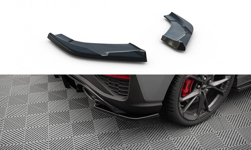 Heck Ansatz Flaps Diffusor V.5 passend für Hyundai I30 N Hatchback Mk3 Facelift schwarz Hochglanz – Ansicht 2