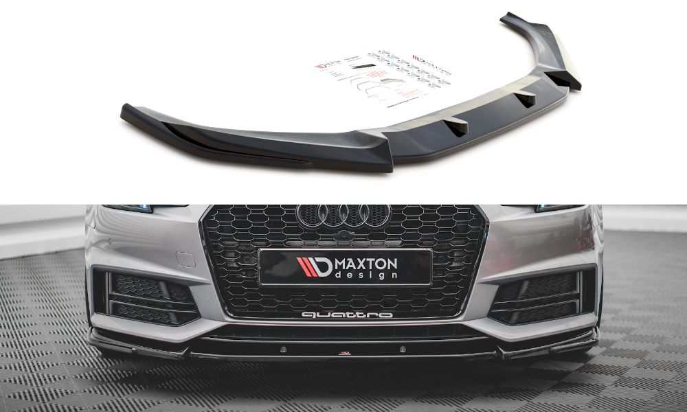 Street+ Spoilerlippe Front Ansatz V.3 passend für Audi S4 / A4 S-Line B9 schwarz Hochglanz – Ansicht 2