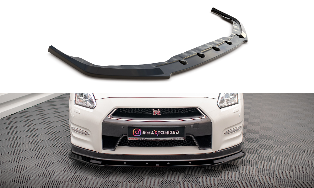 Street+ Spoilerlippe Front Ansatz passend für Nissan GTR R35 Facelift schwarz Hochglanz – Ansicht 2