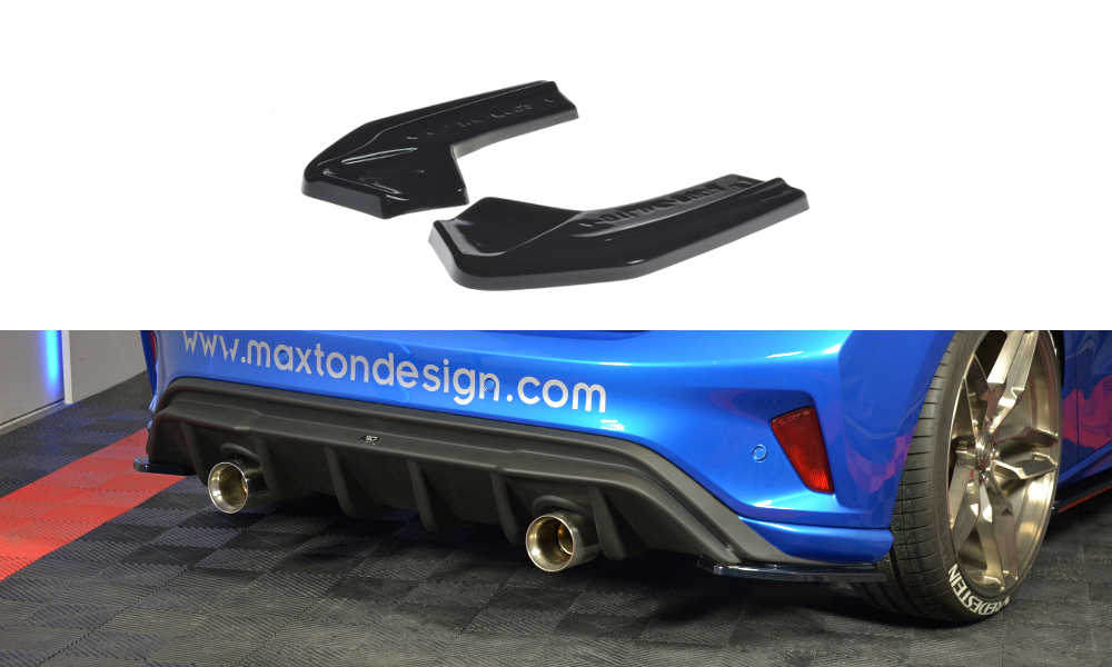 Heck Ansatz Flaps Diffusor V.2 passend für (Für heckansatz v.1) Ford Focus Hatchabck ST-Line schwarz Hochglanz – Ansicht 2