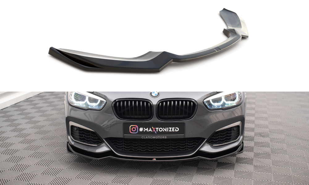 Street+ Spoilerlippe Front Ansatz V.2 passend für BMW 1er F20/F21 M-Power schwarz Hochglanz – Ansicht 2