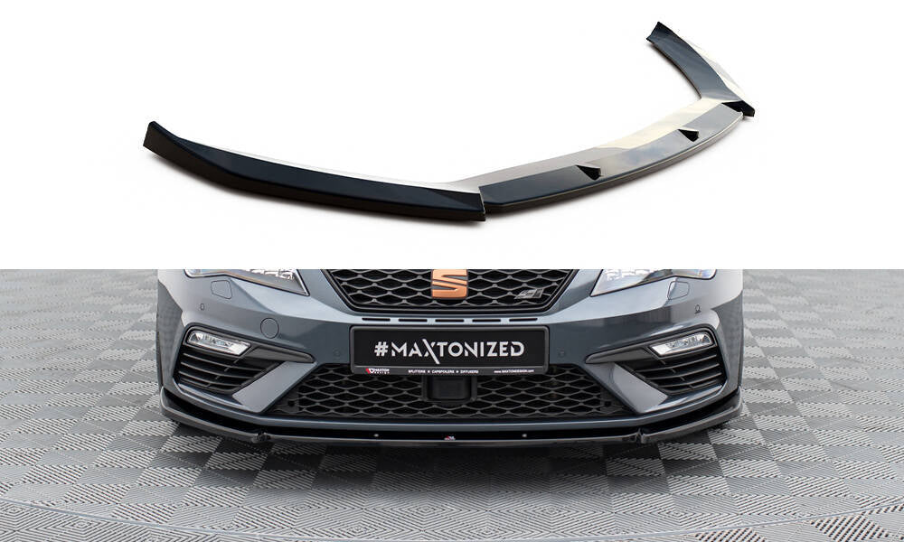 Street+ Spoilerlippe Front Ansatz V.6 passend für Seat Leon Cupra / FR Mk3 FL schwarz Hochglanz – Ansicht 2