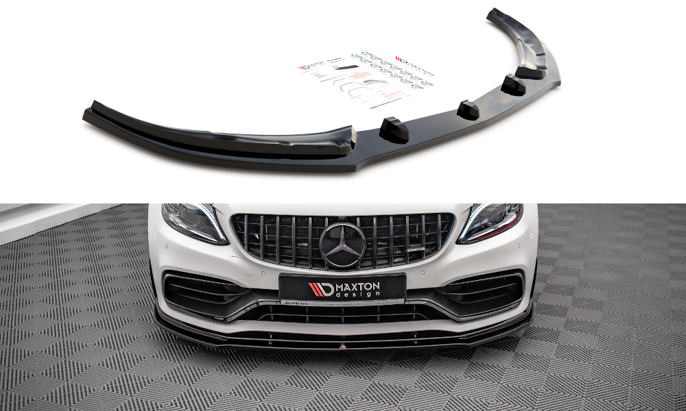 Street+ Spoilerlippe Front Ansatz V.1 passend für Mercedes-AMG C63 Coupe AMG Aero Pack C205 Facelift schwarz Hochglanz – Ansicht 2