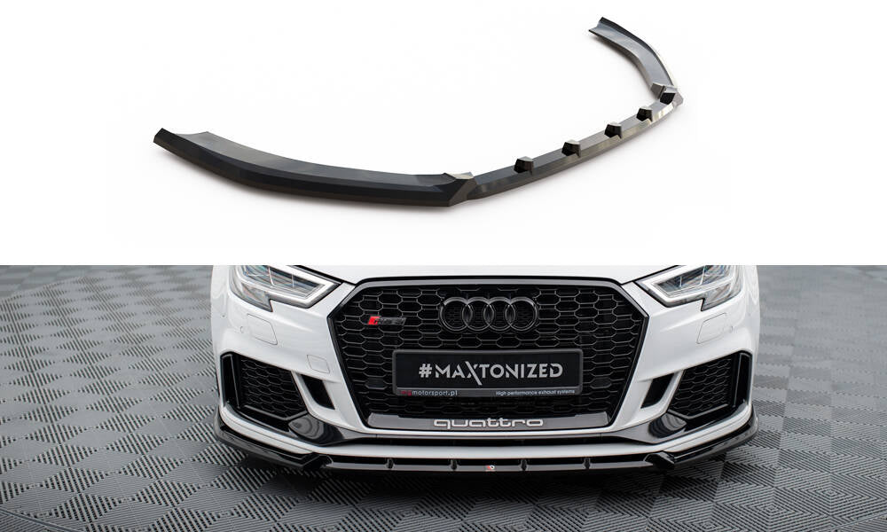 Street+ Spoilerlippe Front Ansatz V.3 passend für Audi RS3 Limousine 8V Facelift schwarz Hochglanz – Ansicht 2