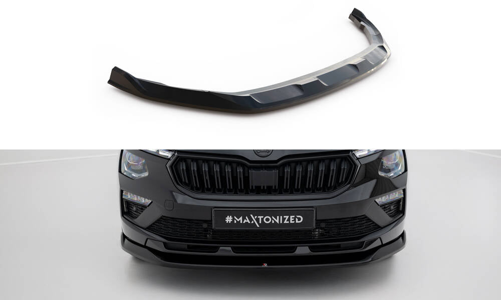 Street+ Spoilerlippe Front Ansatz V.1 passend für Skoda Kamiq Monte Carlo Mk1 Facelift schwarz Hochglanz – Ansicht 2