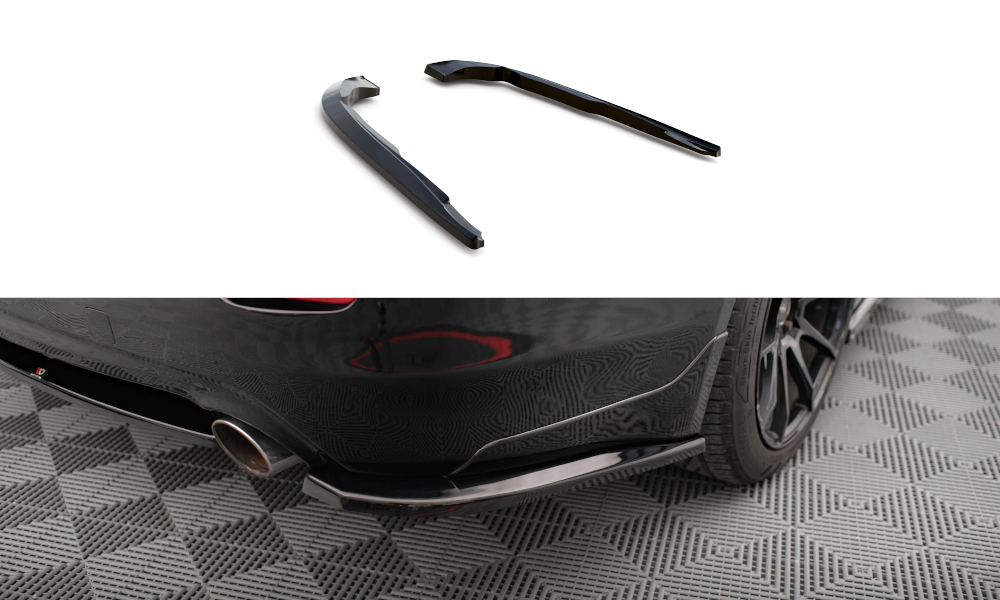 Heck Ansatz Flaps Diffusor V.1 passend für Infiniti Q50 S Mk1 schwarz Hochglanz – Ansicht 2