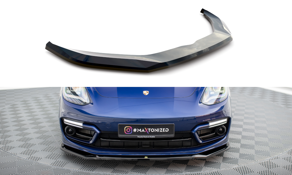 Street+ Spoilerlippe Front Ansatz V.1 passend für Porsche Panamera E-Hybrid 971 Facelift schwarz Hochglanz – Ansicht 2