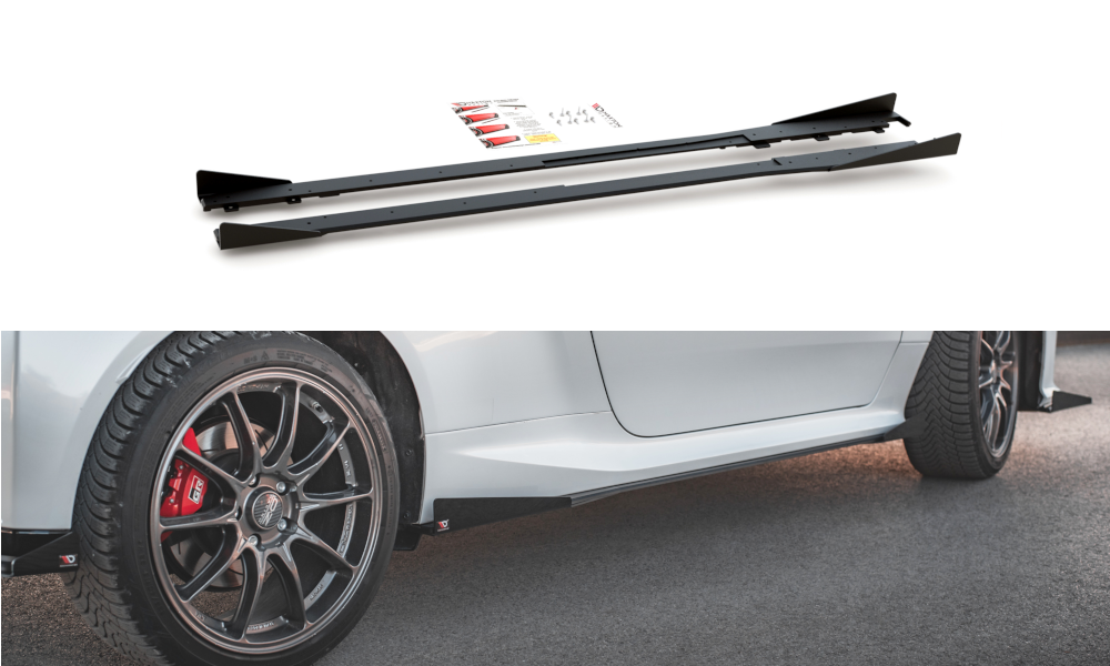 Street Pro Street+ Seitenschweller Leisten + Flaps passend für Toyota GR Yaris Mk4  schwarz Hochglanz – Ansicht 2
