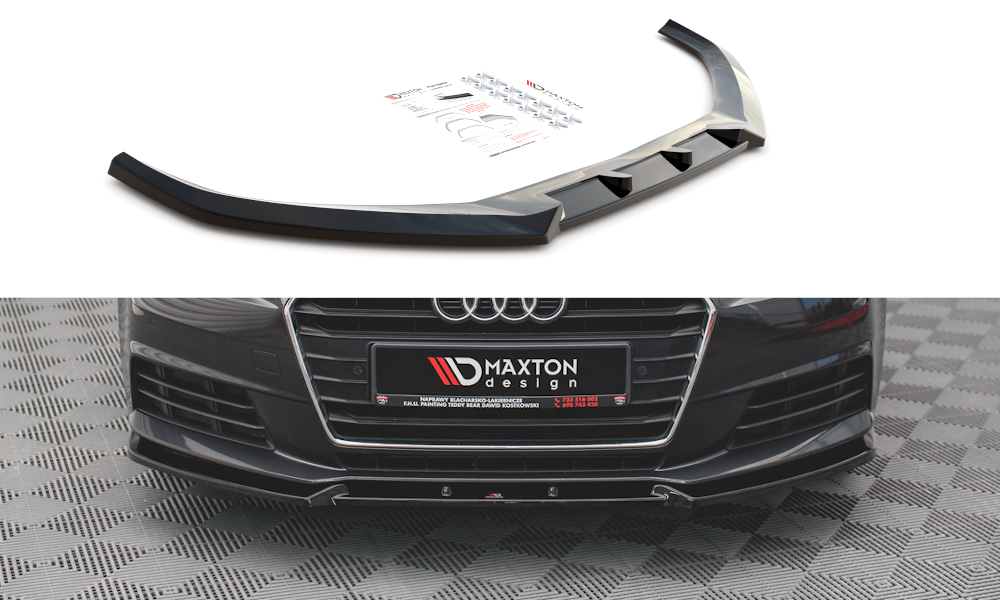Street+ Spoilerlippe Front Ansatz V.1 passend für Audi A4 B9 schwarz Hochglanz – Ansicht 2