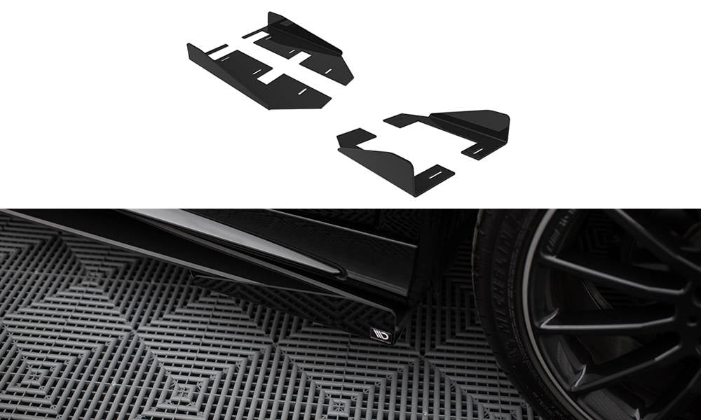 Seitenschweller Flaps passend für Mercedes-Benz A AMG-Line W176 Facelift schwarz Hochglanz – Ansicht 2