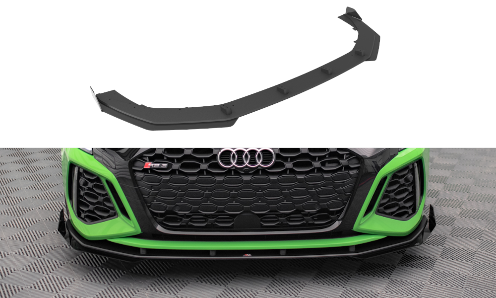 Street Pro Street+ Spoilerlippe Front Ansatz passend für + Flaps passend für V.1 + Flaps Audi RS3 8Y schwarz Hochglanz – Ansicht 2