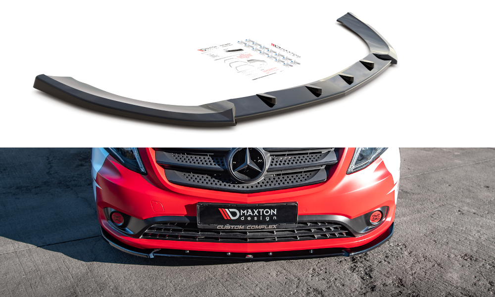 Street+ Spoilerlippe Front Ansatz V.2 passend für Mercedes-Benz Vito W447 Facelift schwarz Hochglanz – Ansicht 2