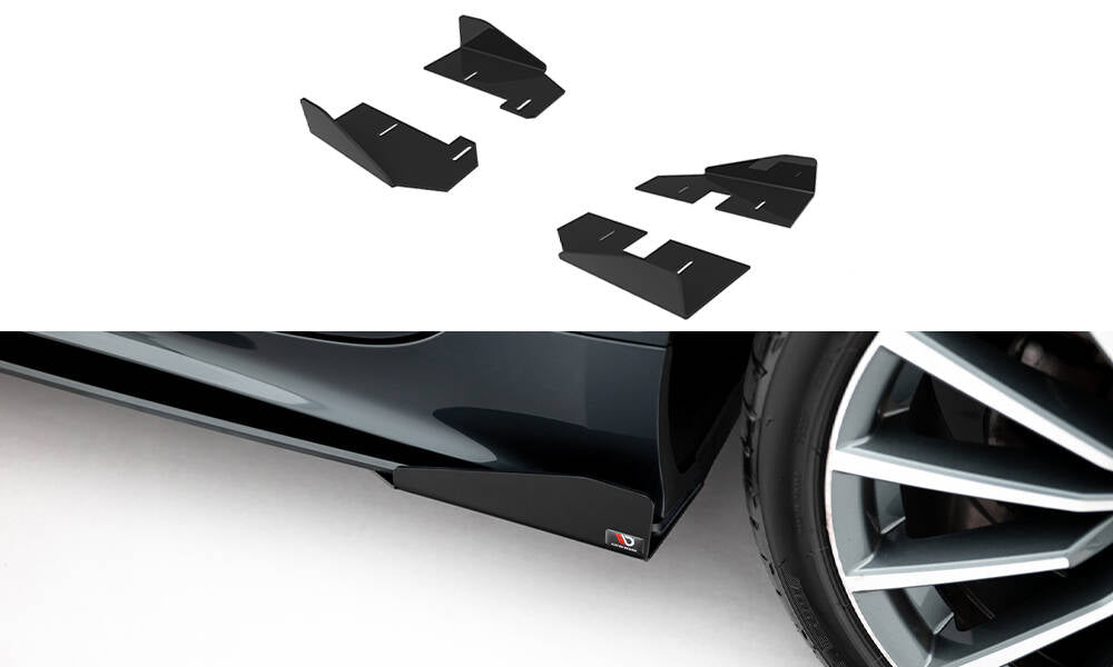 Seitenschweller Flaps passend für Audi A5 Sportback F5 Facelift schwarz Hochglanz – Ansicht 2