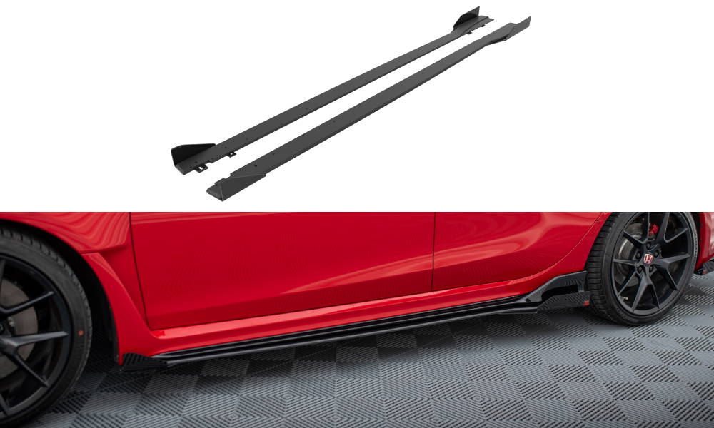 Street Pro Street+ Seitenschweller Leisten + Flaps passend für Honda Civic Type-R Mk 11 schwarz Hochglanz – Ansicht 2
