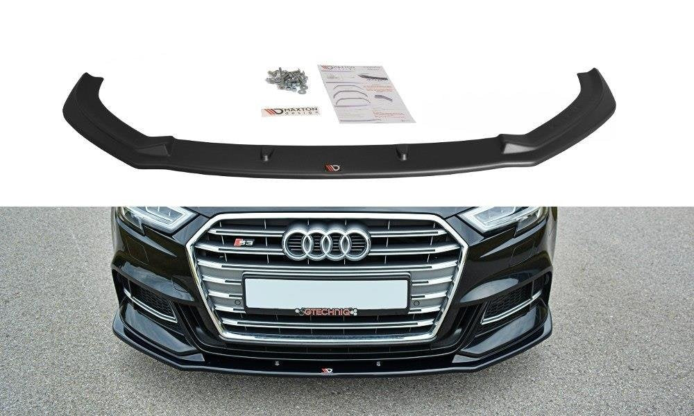 Street+ Spoilerlippe Front Ansatz passend für V.1 Audi S3 / A3 S-Line Hatchback / Sportback 8V Facelift schwarz Hochglanz – Ansicht 2