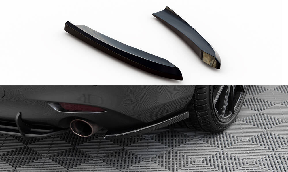 Heck Ansatz Flaps Diffusor passend für Mazda 6 Kombi Mk3 Facelift schwarz Hochglanz – Ansicht 2