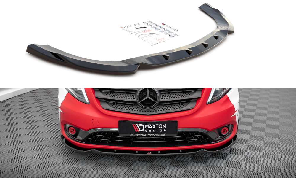 Street+ Spoilerlippe Front Ansatz V.1 passend für Mercedes-Benz Vito W447 Facelift schwarz Hochglanz – Ansicht 2