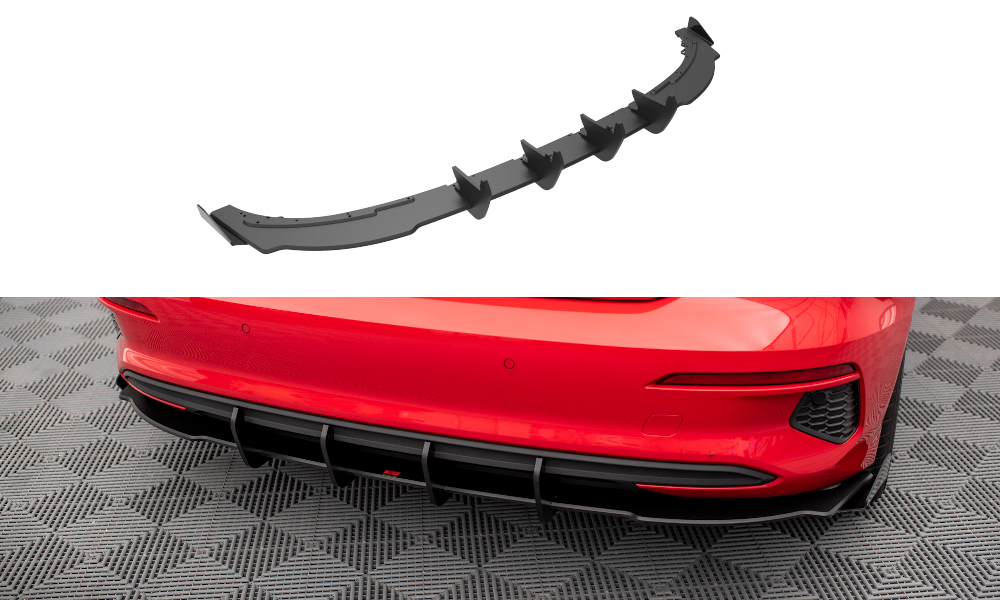Robuste Racing Diffusor Heck Ansatz + Flaps passend für Audi A3 Sportback 8Y schwarz Hochglanz – Ansicht 2