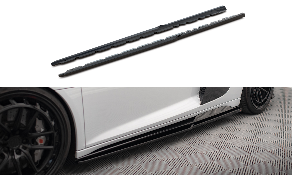 Street+ Seitenschweller Leisten V.2 passend für Audi R8 Mk2 Facelift schwarz Hochglanz – Ansicht 2