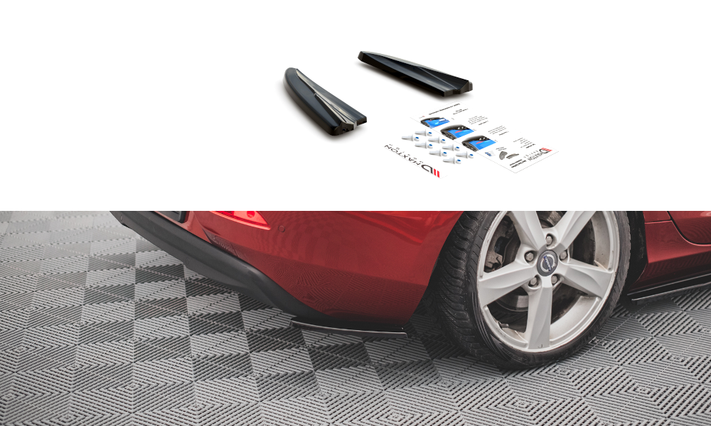 Heck Ansatz Flaps Diffusor passend für Volvo V40 schwarz Hochglanz – Ansicht 2