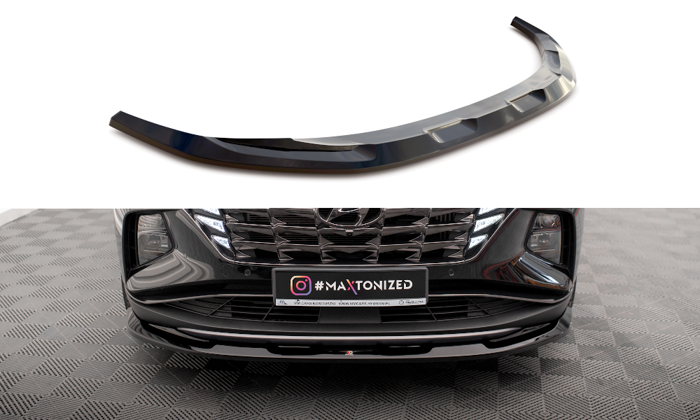 Street+ Spoilerlippe Front Ansatz V.1 passend für Hyundai Tucson Mk4 schwarz Hochglanz – Ansicht 2