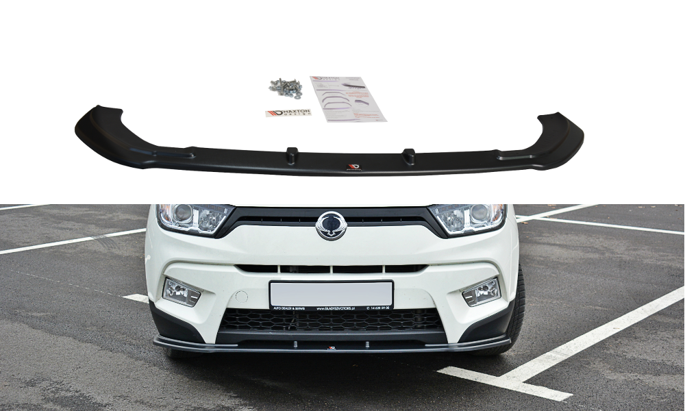 Street+ Spoilerlippe Front Ansatz V.1 passend für SSANGYONG TIVOLI schwarz Hochglanz – Ansicht 2