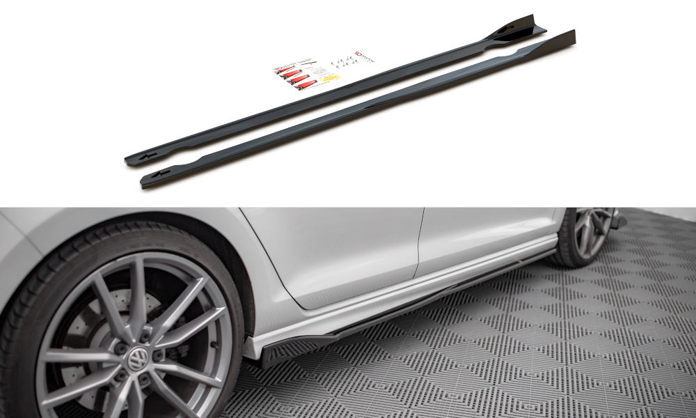 Street+ Seitenschweller Leisten V.2 passend für VW Golf R / R-Line Mk7 schwarz Hochglanz – Ansicht 2