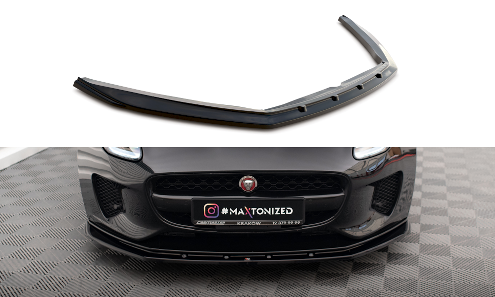 Street+ Spoilerlippe Front Ansatz V.1 passend für Jaguar F-Type X152 Facelift schwarz Hochglanz – Ansicht 2